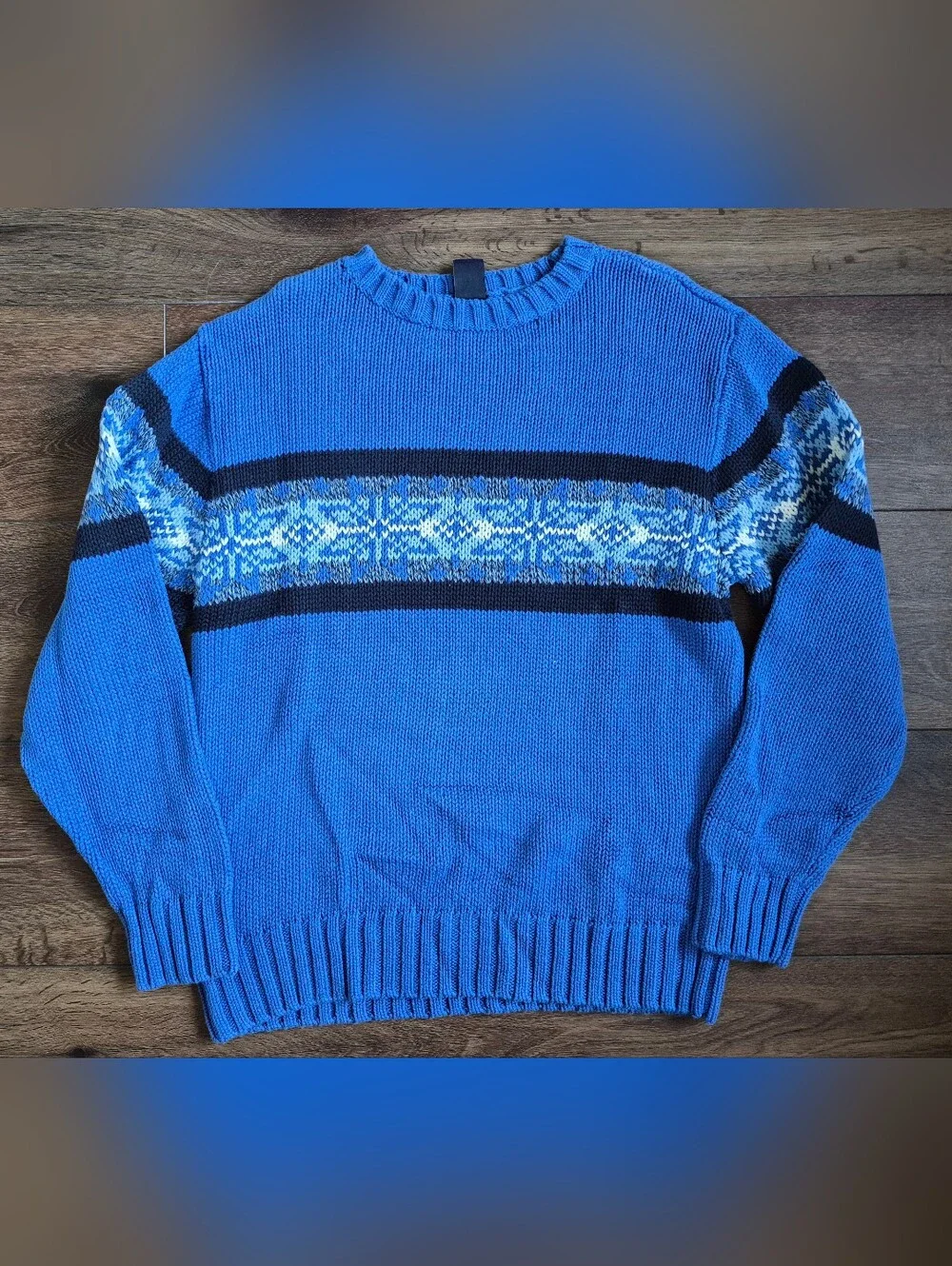 GAP Boys Striped Crewneck Sweater Sz 10/L Blue